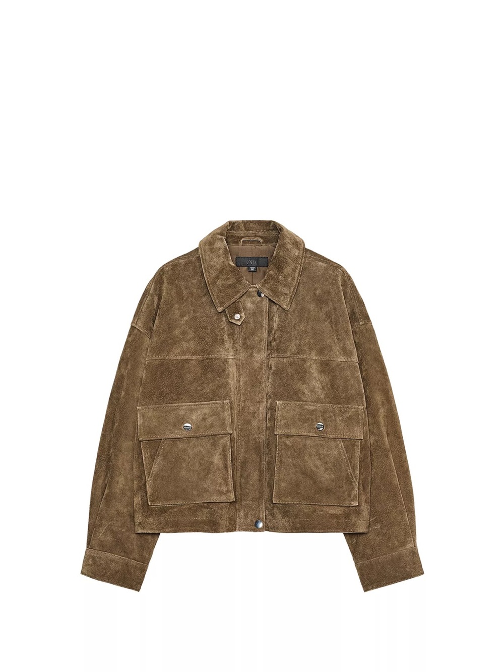 Zara Brown Suede Bomber Jacket 100% Leather Size XS